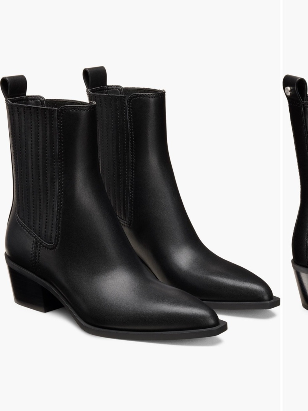 Stuart Weitzman Black Leather Pointed Chelsea Booties